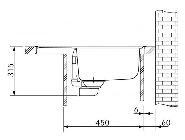 FRANKE MARIS MRG 611-62 fragranitový drez 620x500 mm, otočný, odkvapkávač, sahara 114.0284.757 Technický nákres