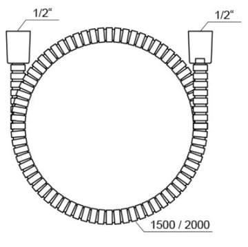 RAVAK 915.02 sprchová hadica 2000 mm, EasyTwist, kov/plast, lesklý chróm X07P341 Technický nákres