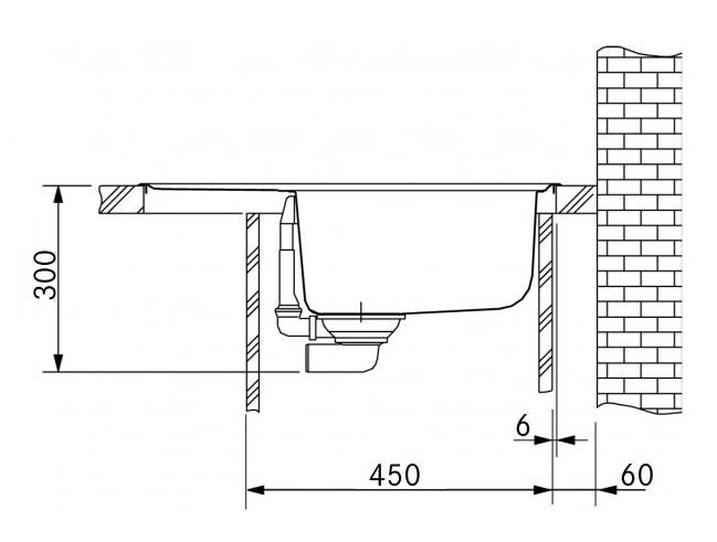 FRANKE ORION OID 611-62 tectonitový drez 620x500 mm, otočný, odkvapkávač, čierna 114.0288.569 Technický nákres
