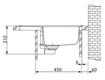 FRANKE BASIS BFG 611-62 fragranitový drez 620x500 mm, otočný, odkvapkávač, sahara 114.0285.111 Technický nákres