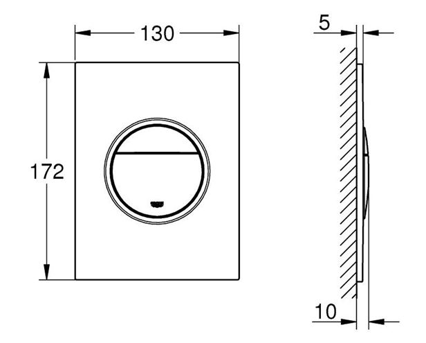GROHE NOVA COSMOPOLITAN S ovládacie tlačidlo pre dve splachovania, plast, chróm 37601000 Technický nákres