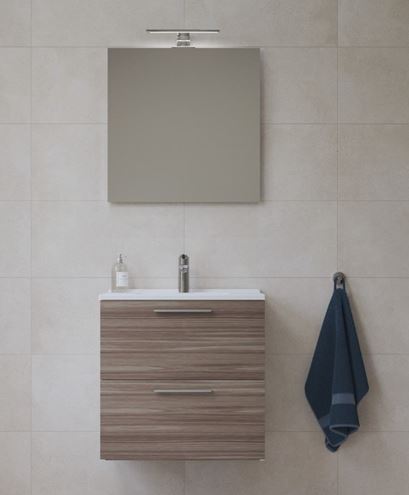 EASY PLUS skrinka s umývadlom 59x39x61 cm, 2 zásuvky, so zrkadlom as osvetlením, cordoba 75103 Obrázek - fotka