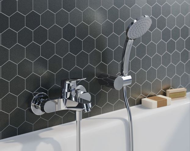 IDEAL STANDARD CERAFLEX vaňová nástenná batéria, s prepínačom, so sprchovou súpravou, chróm B1722AA Obrázek - fotka