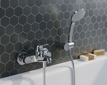 IDEAL STANDARD CERAFLEX vaňová nástenná batéria, s prepínačom, so sprchovou súpravou, chróm B1722AA Obrázek - fotka