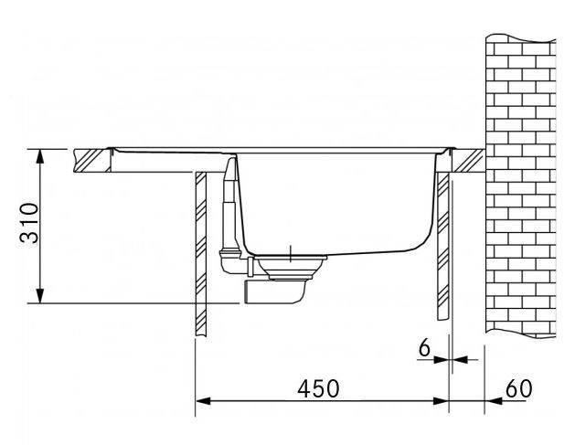 FRANKE BASIS BFG 611-62 fragranitový drez 620x500 mm, otočný, odkvapkávač, onyx 114.0285.105 Technický nákres
