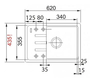 FRANKE MALTA BSG 611-62 fragranitový drez 620x435 mm, otočný, odkvapkávač, biela ľad 114.0440.889 Technický nákres