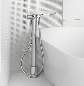 LAUFEN KARTELL vaňová batéria na podlahu, s prepínačom, so sprchovou súpravou, chróm H3213310041211 Obrázek - fotka