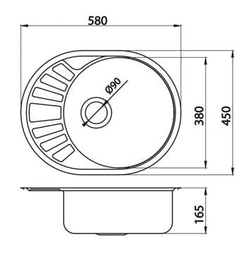 NOVASERVIS nerezový drez 740x440 mm, otočný, odkvapkávač DR44/74 Technický nákres