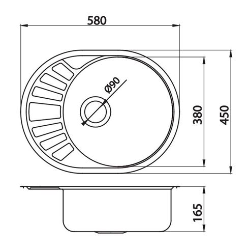 NOVASERVIS nerezový drez 740x440 mm, otočný, odkvapkávač DR44/74 Technický nákres