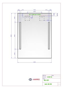 AMIRRO LUMINA WHITE zrkadlo 60x80 cm, s osvetlením 901-329 Technický nákres