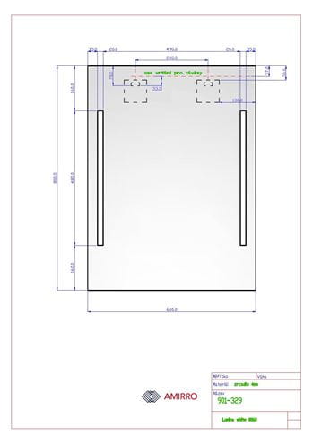 AMIRRO LUMINA WHITE zrkadlo 60x80 cm, s osvetlením 901-329 Technický nákres
