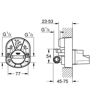 GROHE podomietkové teleso DN15 33962000 Technický nákres