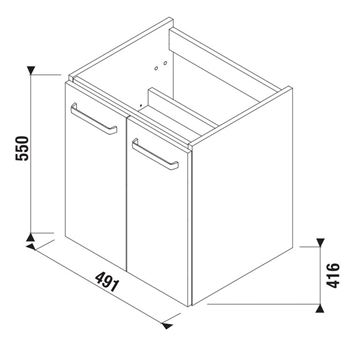 JIKA LYRA PLUS skrinka pod umývadlo 491x550x416 mm, 2 dvierka, biela H40J3932003001 Technický nákres