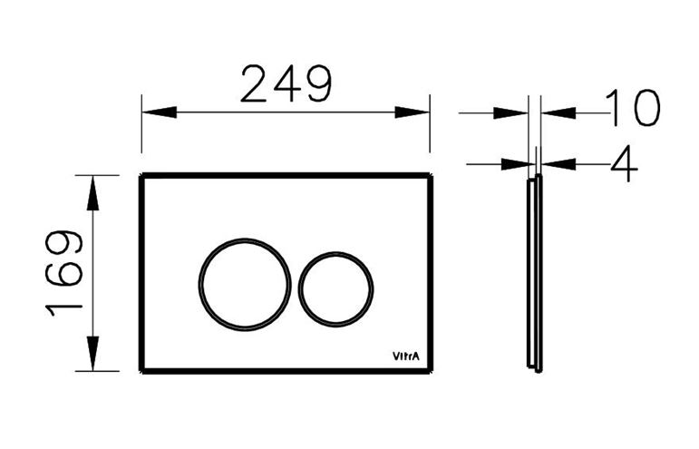 VITRA ORIGIN ovládacie tlačidlo pre dve splachovania, sklo, biela 740-1600 Technický nákres