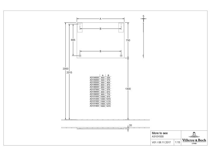 VILLEROY & BOCH MORE TO SEE zrkadlo 120x75 cm A3101200 Technický nákres