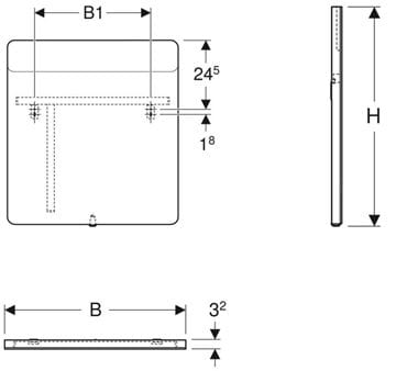 GEBERIT OPTION zrkadlo 70x65 cm, s osvetlením 819270000 Technický nákres