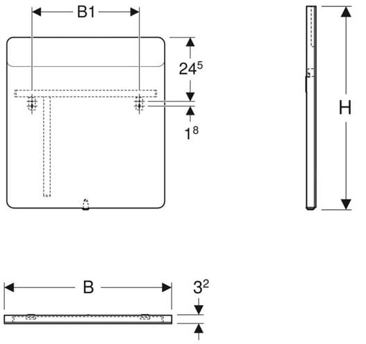 GEBERIT OPTION zrkadlo 70x65 cm, s osvetlením 819270000 Technický nákres
