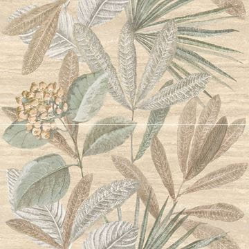 MARAZZI MYSTONE TRAVERTINO dekor 120x120 cm, mat, pannello botanico classico
