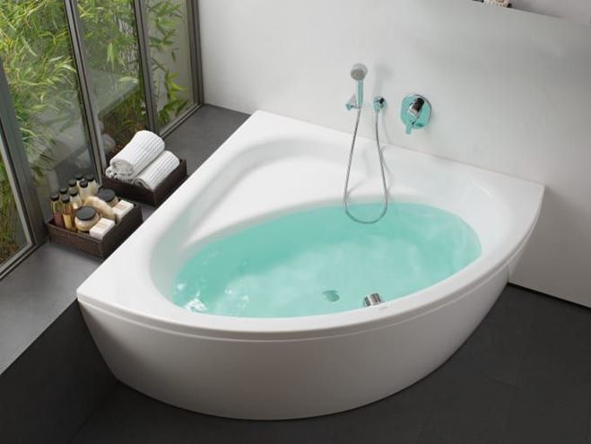 LAUFEN SOLUTIONS rohová vaňa 150x150 cm, s konštrukciou a čelným panelom, akrylát H2445070000001 Obrázek - fotka