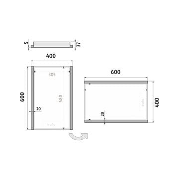 NIMCO 11000 zrkadlo 40x60 cm, reverzibilné, s osvetlením ZP 11000 Technický nákres