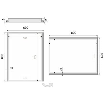 NIMCO 11000 zrkadlo 60x80 cm, reverzibilné, s osvetlením ZP 11002 Technický nákres