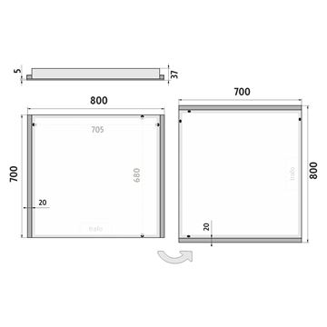 NIMCO ZP 11000 zrkadlo 80x70 cm, reverzibilné, s osvetlením ZP 11003 Technický nákres