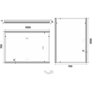 NIMCO 12000 zrkadlo 100x70 cm, reverzibilné, s osvetlením ZP 12004 Technický nákres