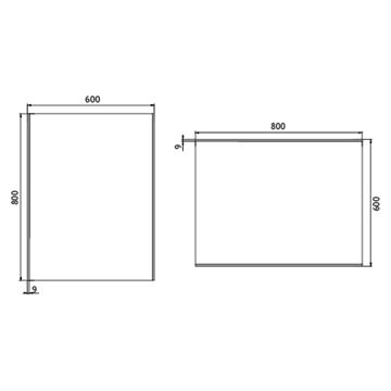 NIMCO 9000 zrkadlo 60x80 cm, reverzibilné, s osvetlením ZP 9002 Technický nákres