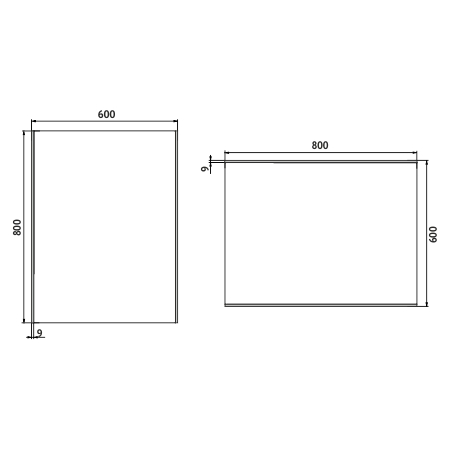 NIMCO 9000 zrkadlo 60x80 cm, reverzibilné, s osvetlením ZP 9002 Technický nákres