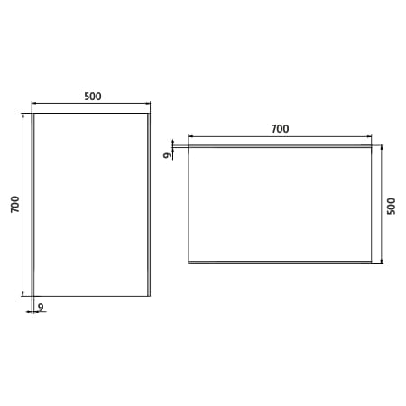 NIMCO 9000 zrkadlo 50x70 cm, reverzibilné, s osvetlením ZP 9001 Technický nákres