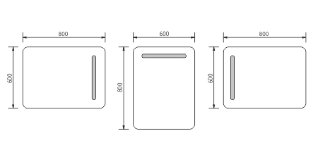 NIMCO ZP 2000 zrkadlo 60x80 cm, reverzibilné, s osvetlením ZP 2002 Technický nákres