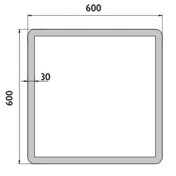 NIMCO 19000 zrkadlo 60x60 cm, reverzibilné, s osvetlením ZP 19066 Technický nákres