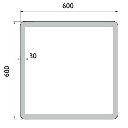 NIMCO 19000 zrkadlo 60x60 cm, reverzibilné, s osvetlením ZP 19066 Technický nákres