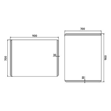 NIMCO ZP 17000 zrkadlo 90x70 cm, reverzibilné, s osvetlením ZP 17019 Technický nákres