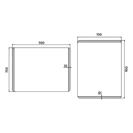 NIMCO ZP 17000 zrkadlo 90x70 cm, reverzibilné, s osvetlením ZP 17019 Technický nákres