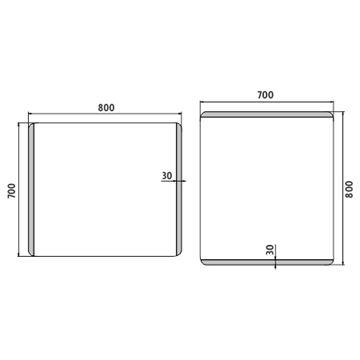 NIMCO ZP 17000 zrkadlo 80x70 cm, reverzibilné, s osvetlením ZP 17003 Technický nákres