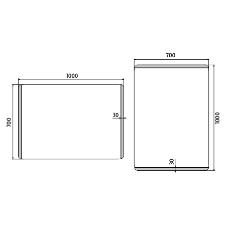 NIMCO ZP 17000 zrkadlo 100x70 cm, reverzibilné, s osvetlením ZP 17004 Technický nákres