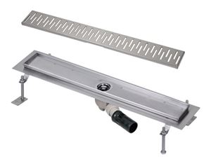 SANELA sprchový žľab 1150 mm, do priestoru, bočný odtok DN 50, rošt C, lesklá nerez oceľ