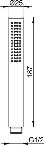 KEUCO EDITION ATELIER ručná sprcha 187 mm, matná čierna 56080370100 Technický nákres