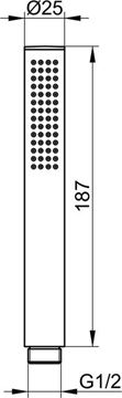 KEUCO EDITION ATELIER ručná sprcha 187 mm, matná čierna 56080370100 Technický nákres