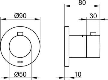 KEUCO IXMO podomietkový termostat, matná čierna 59553370001 Technický nákres