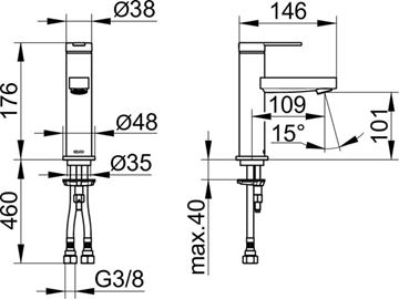 KEUCO IXMO umývadlová stojanková batéria, chróm 59502013100 Technický nákres