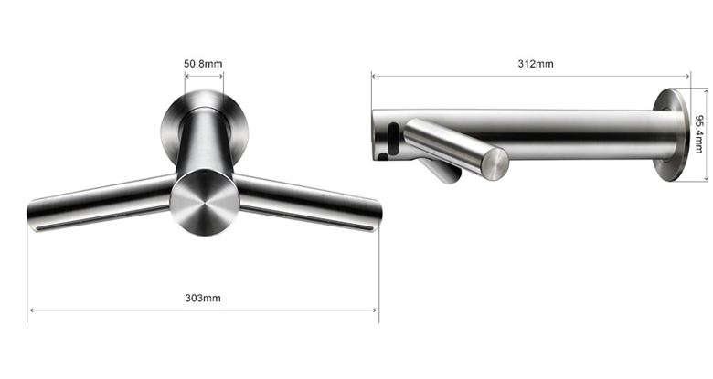 DYSON AIRBLADE WASH & DRY umývadlová senzorová batéria, so sušičom rúk, napájanie zo siete, nerez 245266-01 Technický nákres