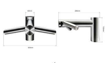 DYSON AIRBLADE WASH & DRY umývadlová senzorová batéria, so sušičom rúk, napájanie zo siete, nerez 245265-01 Technický nákres