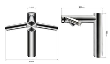 DYSON AIRBLADE WASH & DRY umývadlová senzorová batéria, so sušičom rúk, napájanie zo siete, nerez 245269-01 Technický nákres
