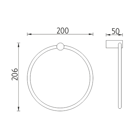 NIMCO BORMO držiak uteráka 200 mm, chróm BR 11060L-26 Technický nákres