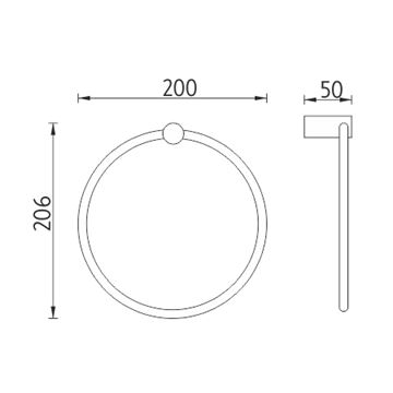 NIMCO BORMO držiak uteráka 200 mm, chróm BR 11060L-26 Technický nákres
