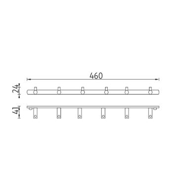 NIMCO BORMO držiak uterákov so šiestimi háčikmi 460 mm, chróm BR 11109-26 Technický nákres