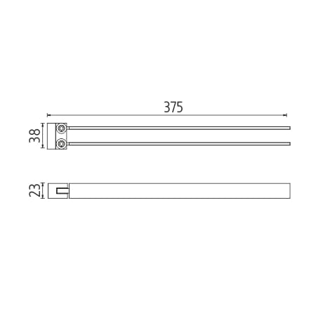 NIMCO KIBO držiak uterákov 375 mm, dvojramenný, otočný, chróm KI 14096-26 Technický nákres