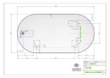 AMIRRO AMBIENTE OVAL zrkadlo 100x50 cm, reverzibilné, s osvetlením, so senzorom 411-286 Technický nákres